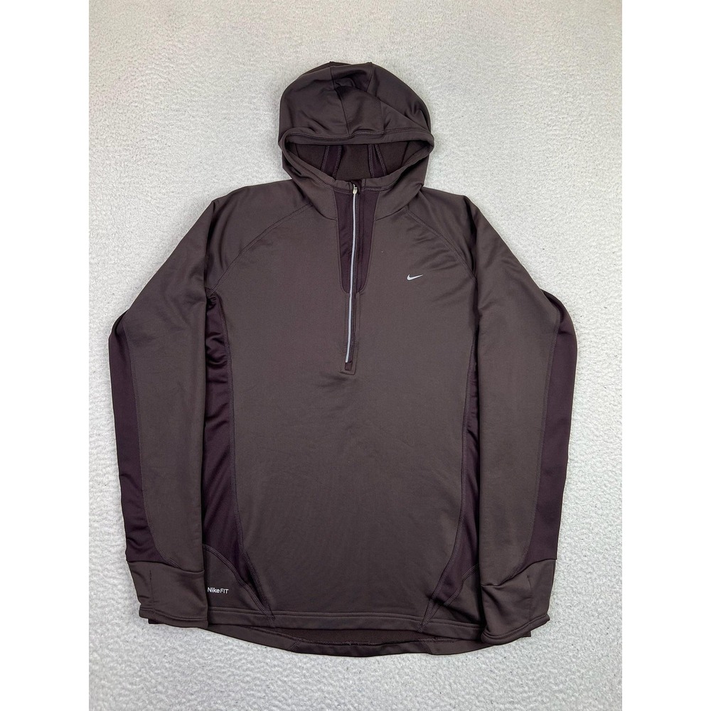 Nike Hoodie Women's LT Brown NikeFIT 1/4 Zip‎ Pullover Running 272582-208